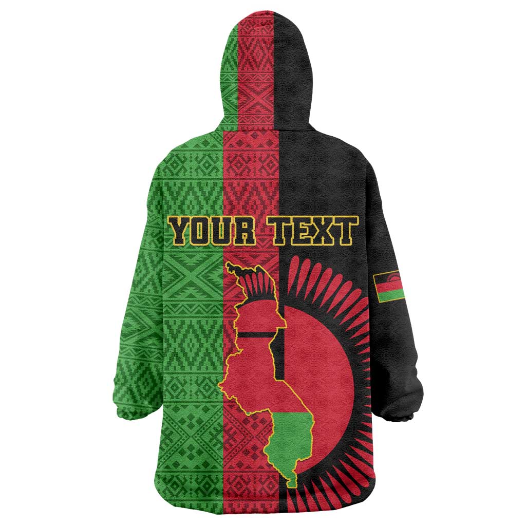 Personalized Malawi Wearable Blanket Hoodie with Coat of Arms and African Pattern LT01