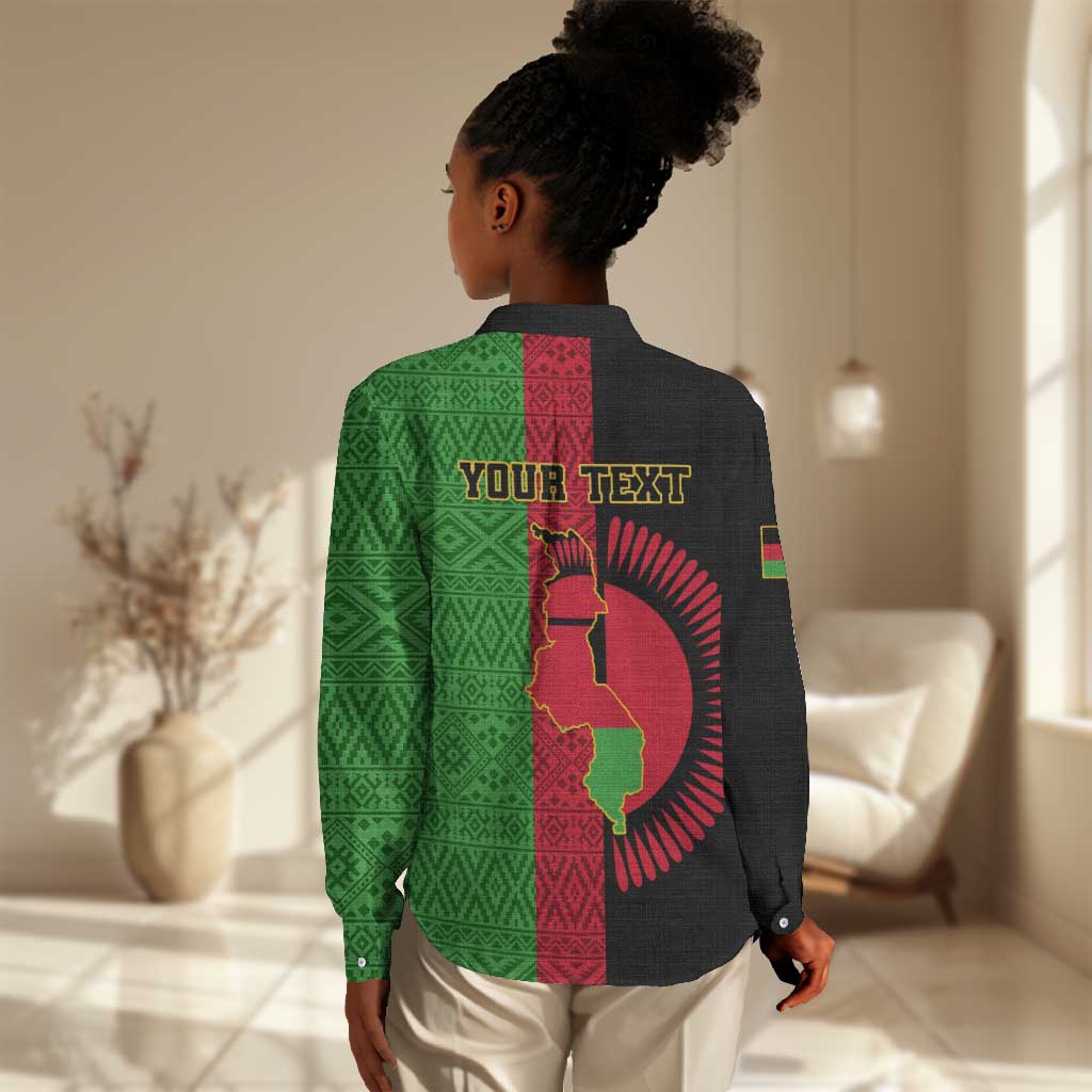 Personalized Malawi Women Casual Shirt with Coat of Arms and African Pattern LT01