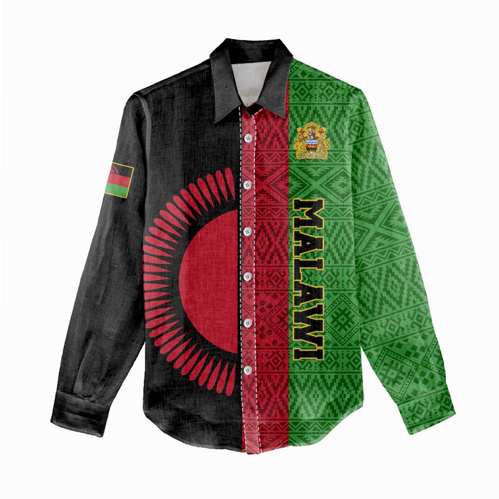 Personalized Malawi Women Casual Shirt with Coat of Arms and African Pattern LT01