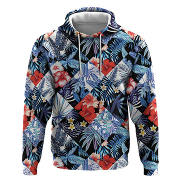 Hawaii Tropicana Blue Pattern Hoodie LT01