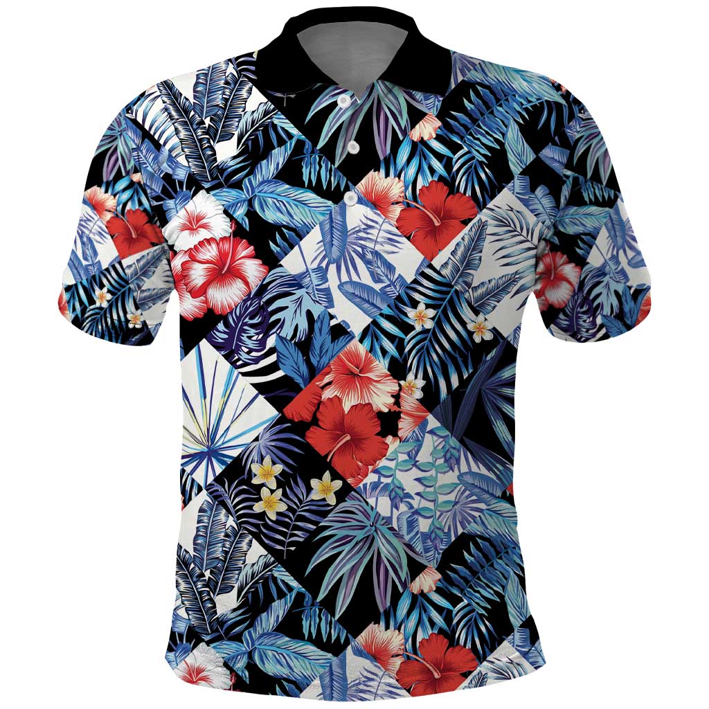 Hawaii Tropicana Blue Pattern Polo Shirt LT01