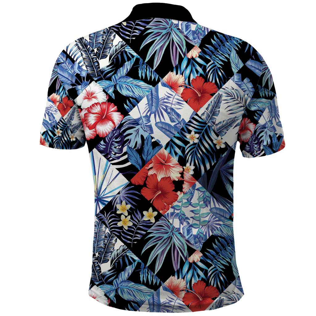 Hawaii Tropicana Blue Pattern Polo Shirt LT01