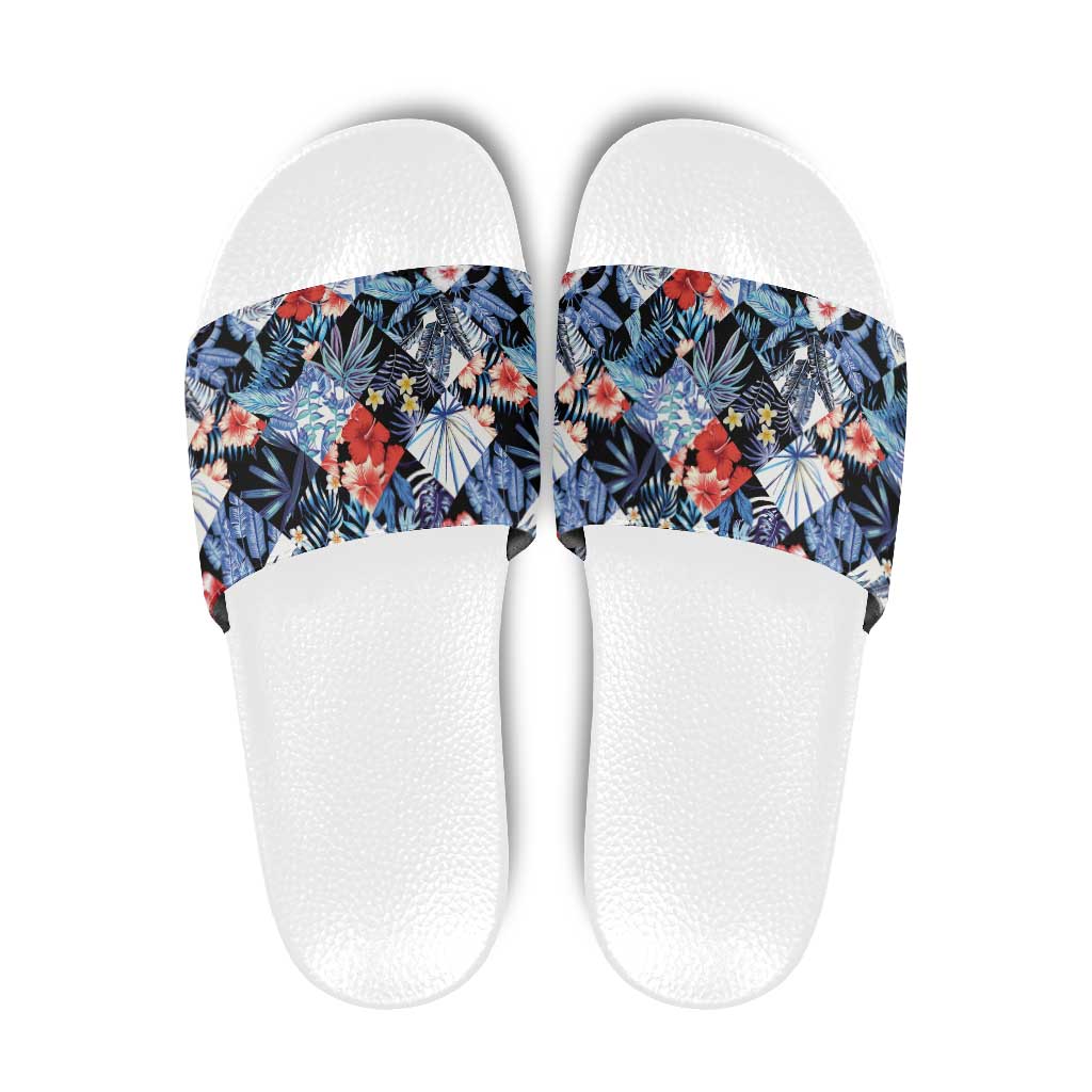 Hawaii Tropicana Blue Pattern Slide Sandals LT01