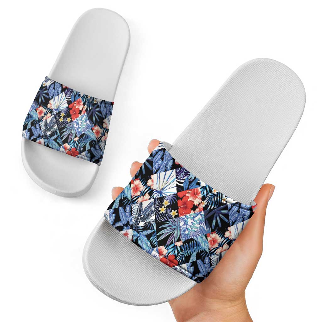 Hawaii Tropicana Blue Pattern Slide Sandals LT01