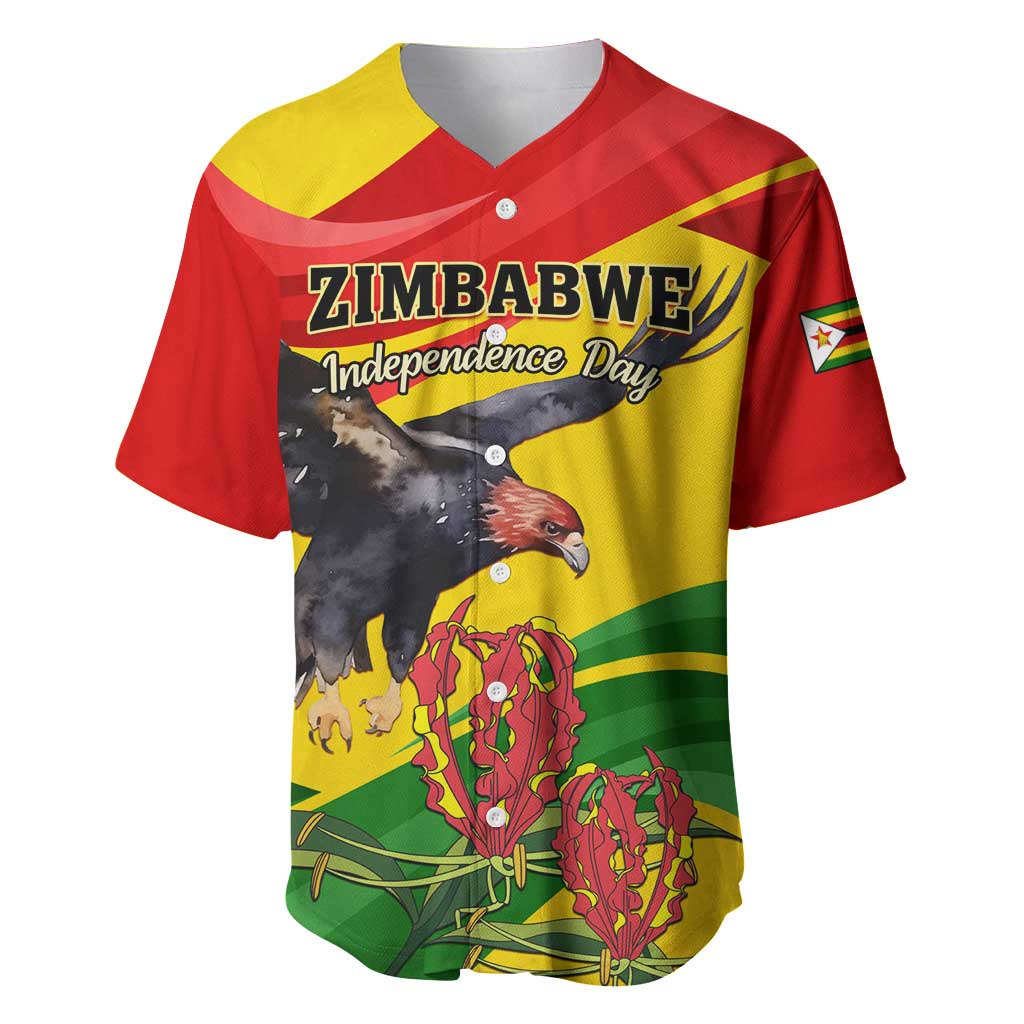 Zimbabwe Independence Day Baseball Jersey Featuring Chapungu Bird and Flame Lily LT01