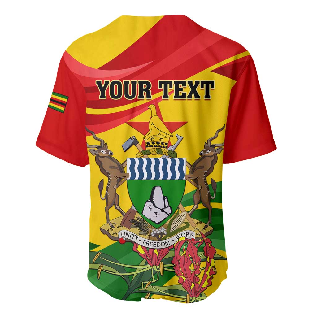 Zimbabwe Independence Day Baseball Jersey Featuring Chapungu Bird and Flame Lily LT01