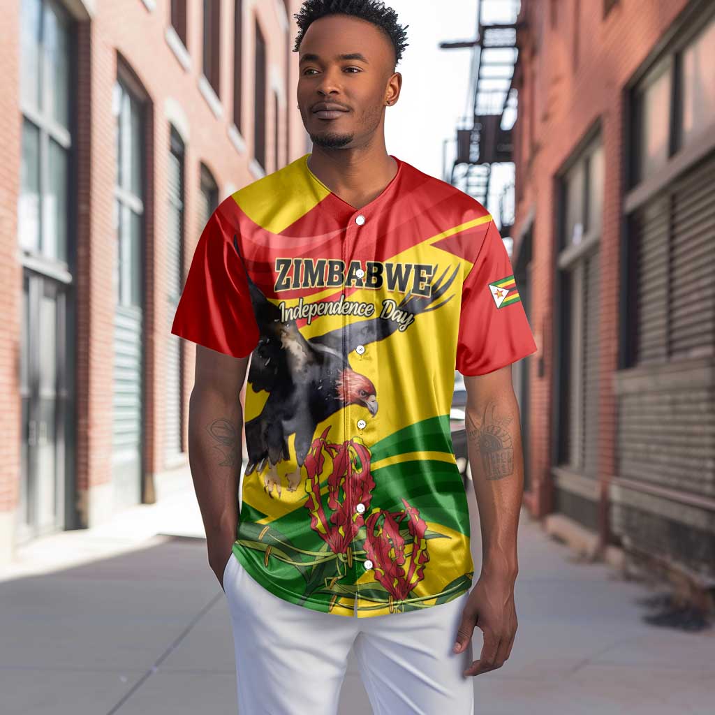 Zimbabwe Independence Day Baseball Jersey Featuring Chapungu Bird and Flame Lily LT01