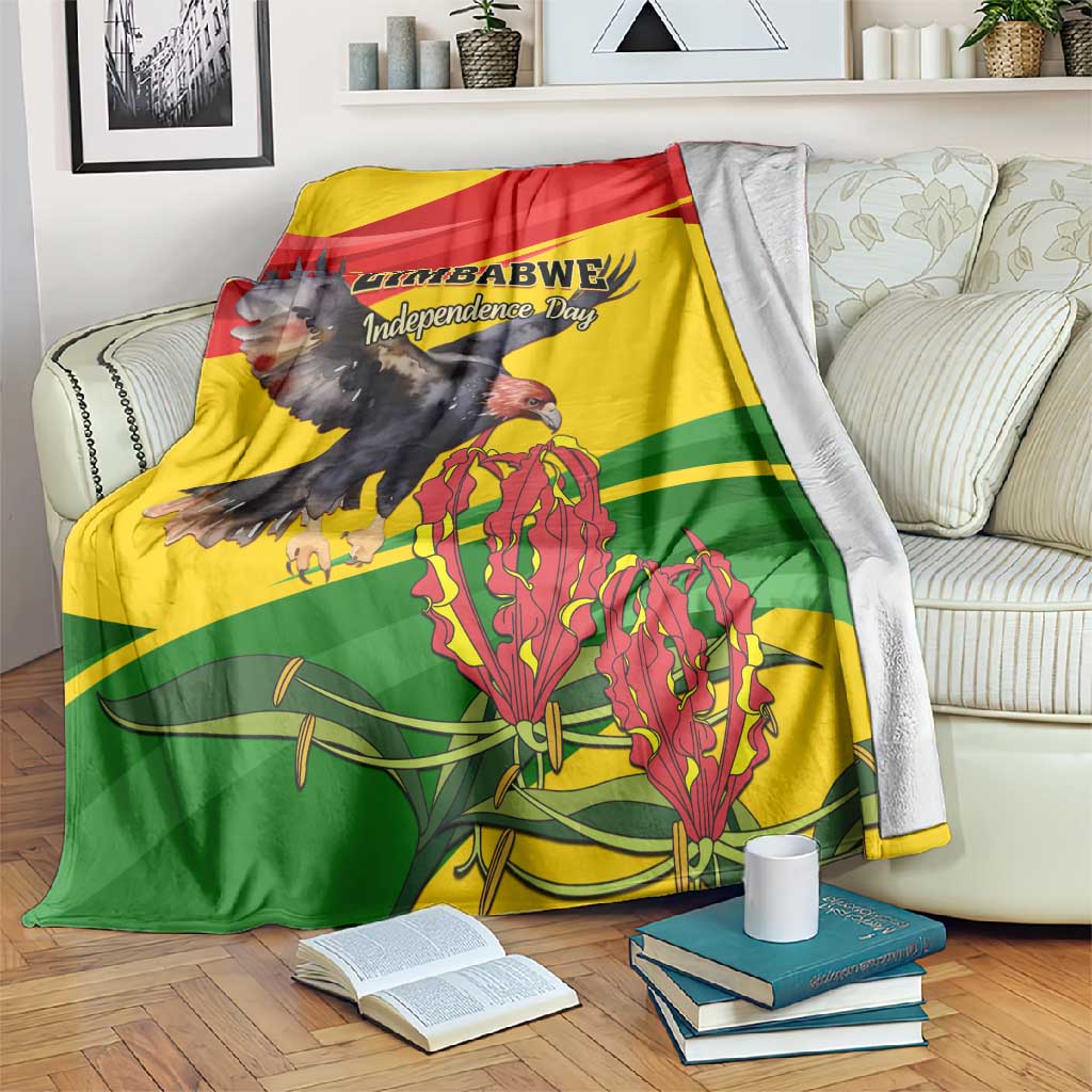 Zimbabwe Independence Day Blanket Featuring Chapungu Bird and Flame Lily LT01