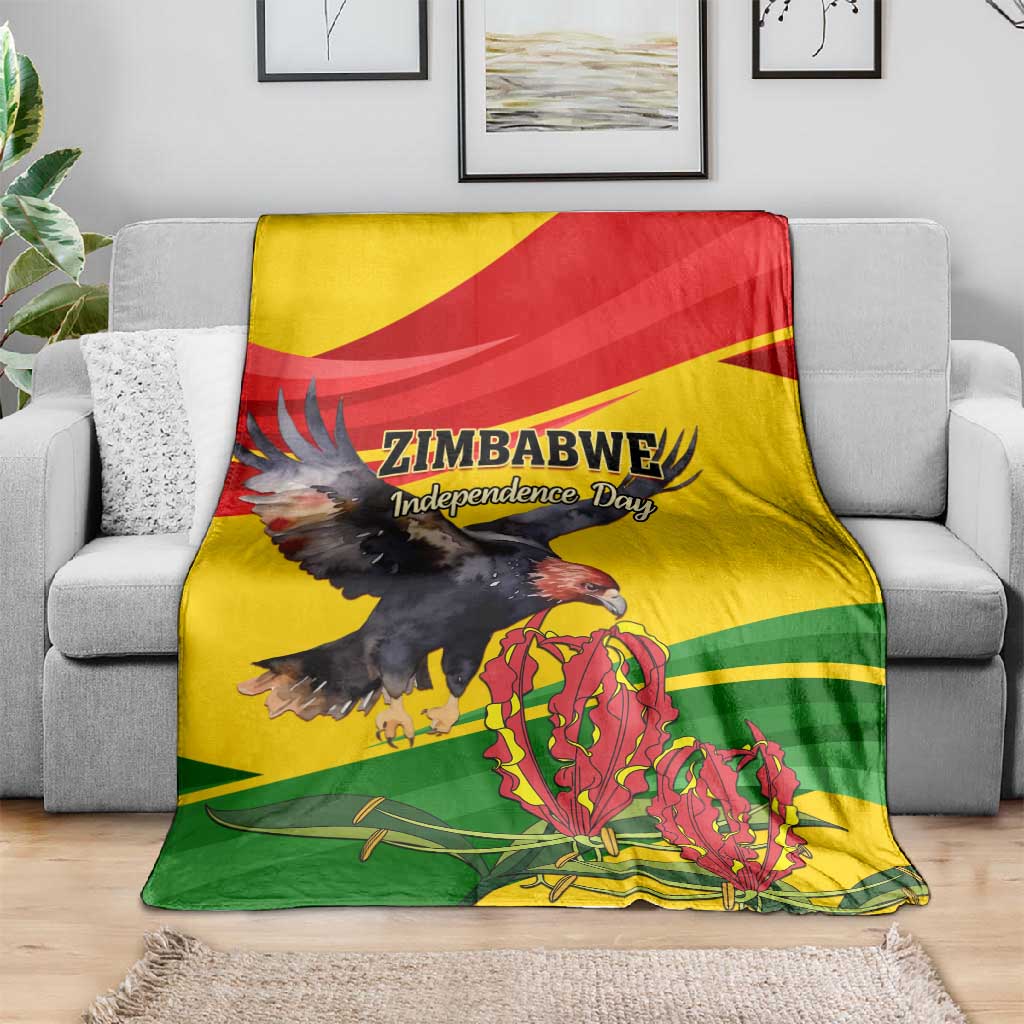 Zimbabwe Independence Day Blanket Featuring Chapungu Bird and Flame Lily LT01