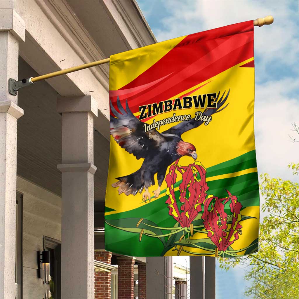 Zimbabwe Independence Day Garden Flag Featuring Chapungu Bird and Flame Lily LT01
