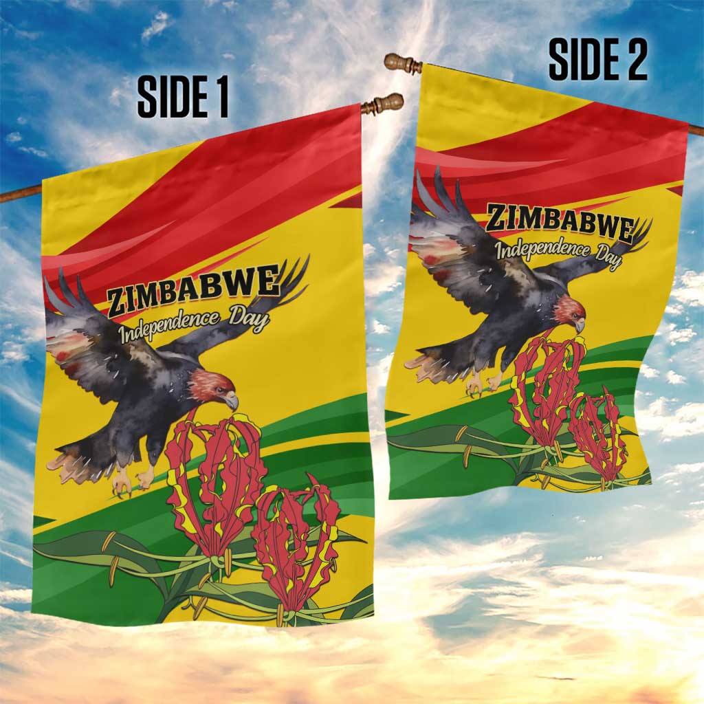 Zimbabwe Independence Day Garden Flag Featuring Chapungu Bird and Flame Lily LT01