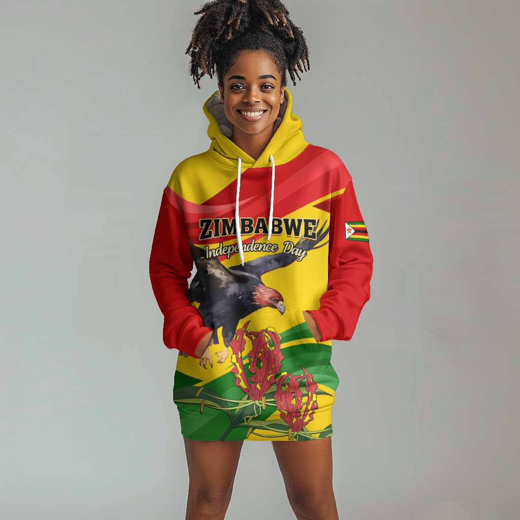 Zimbabwe Independence Day Hoodie Dress Featuring Chapungu Bird and Flame Lily LT01