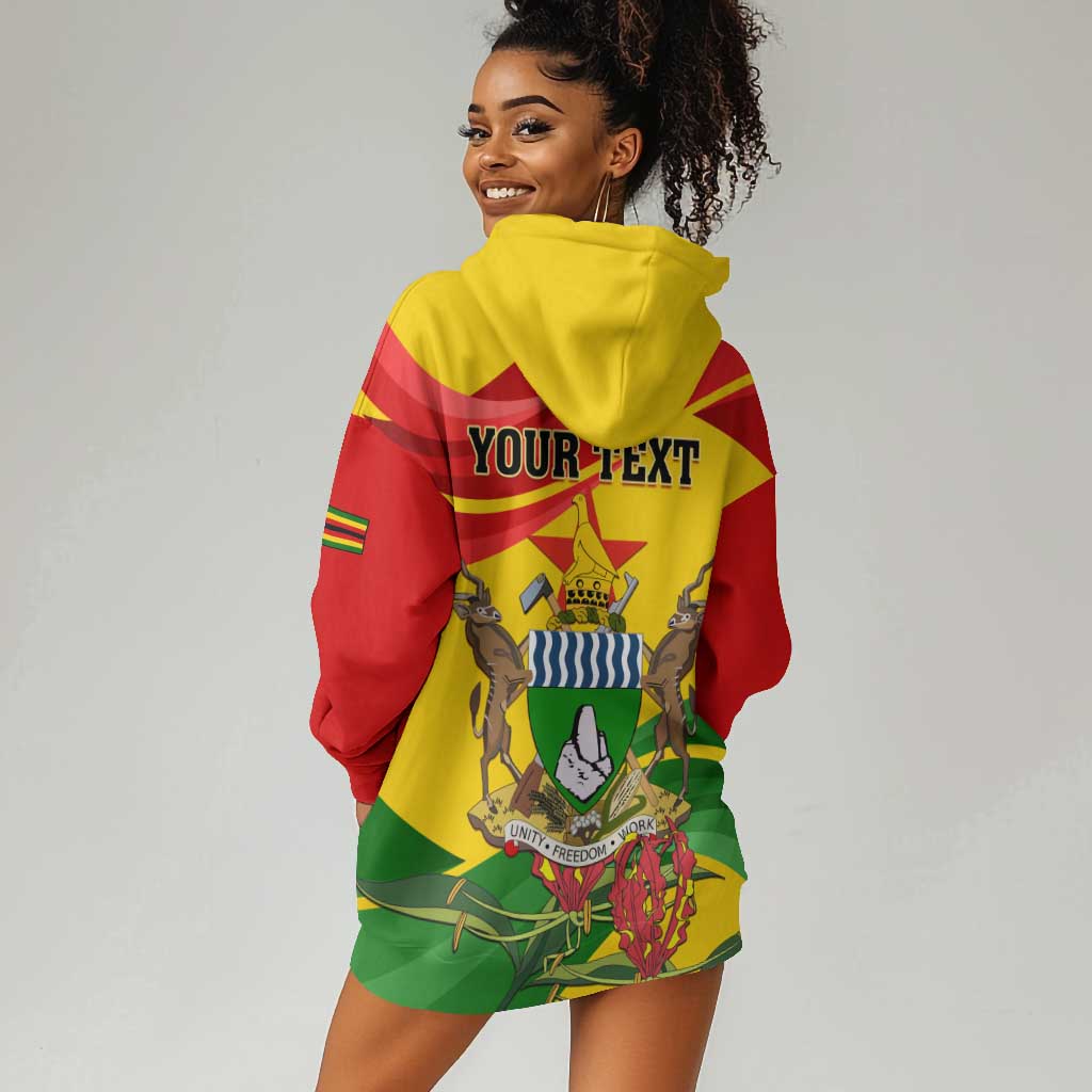 Zimbabwe Independence Day Hoodie Dress Featuring Chapungu Bird and Flame Lily LT01