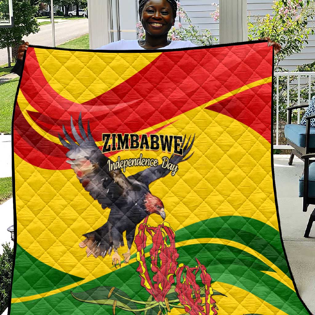 Zimbabwe Independence Day Quilt Featuring Chapungu Bird and Flame Lily LT01