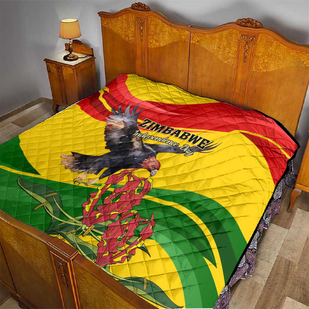 Zimbabwe Independence Day Quilt Featuring Chapungu Bird and Flame Lily LT01