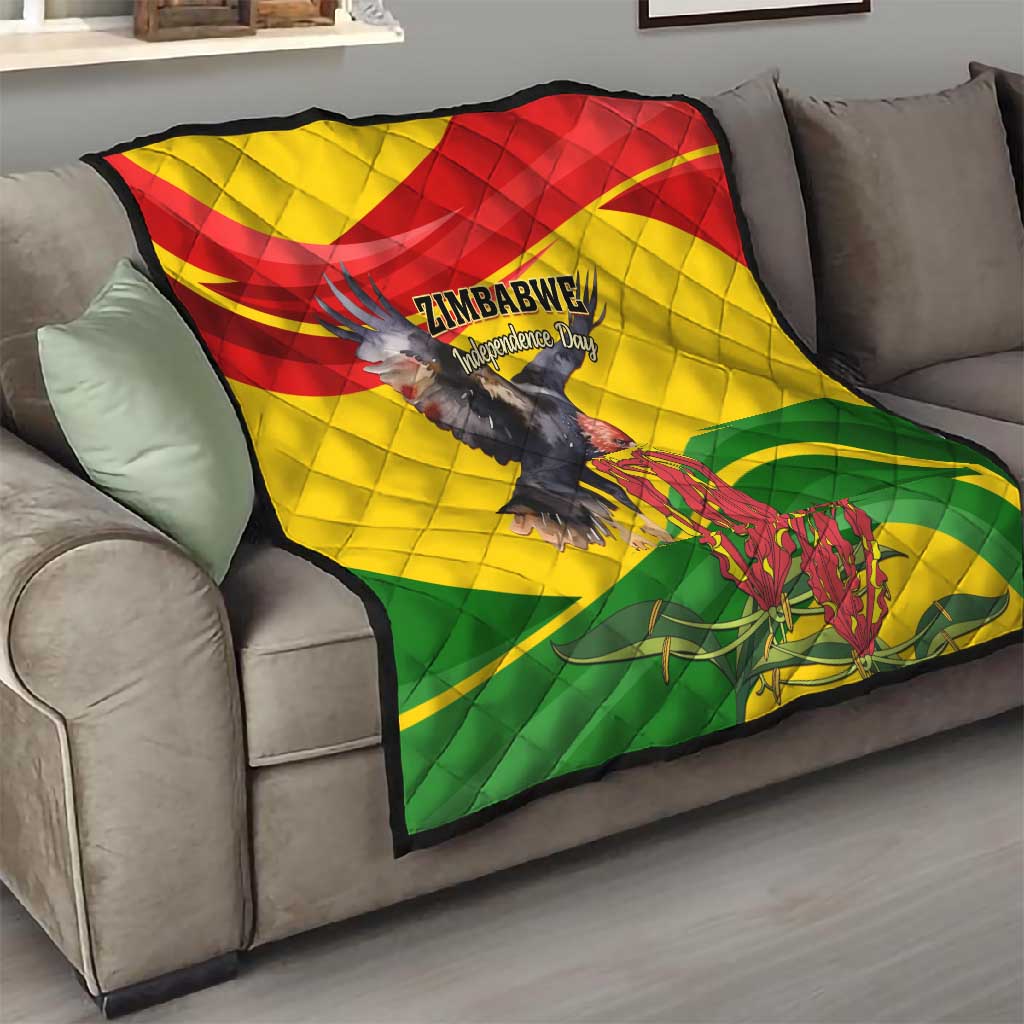 Zimbabwe Independence Day Quilt Featuring Chapungu Bird and Flame Lily LT01