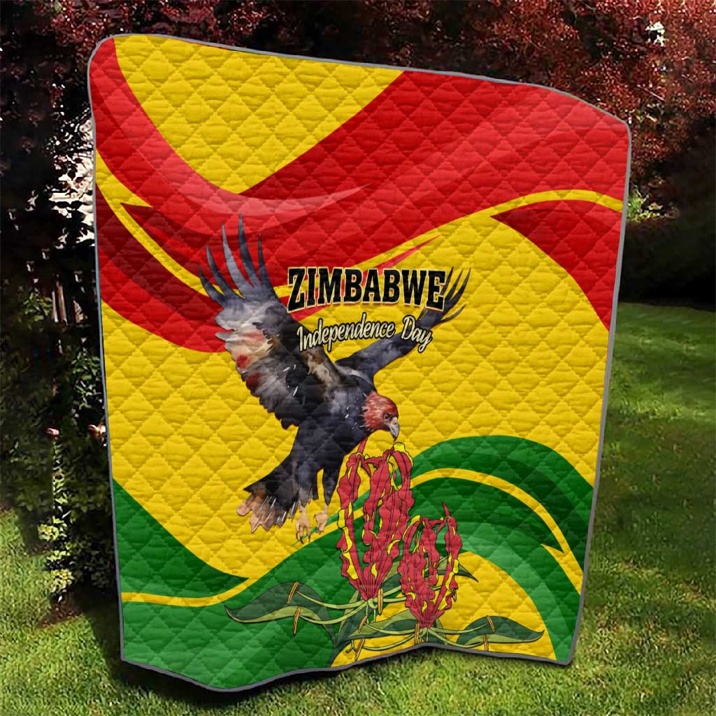 Zimbabwe Independence Day Quilt Featuring Chapungu Bird and Flame Lily LT01