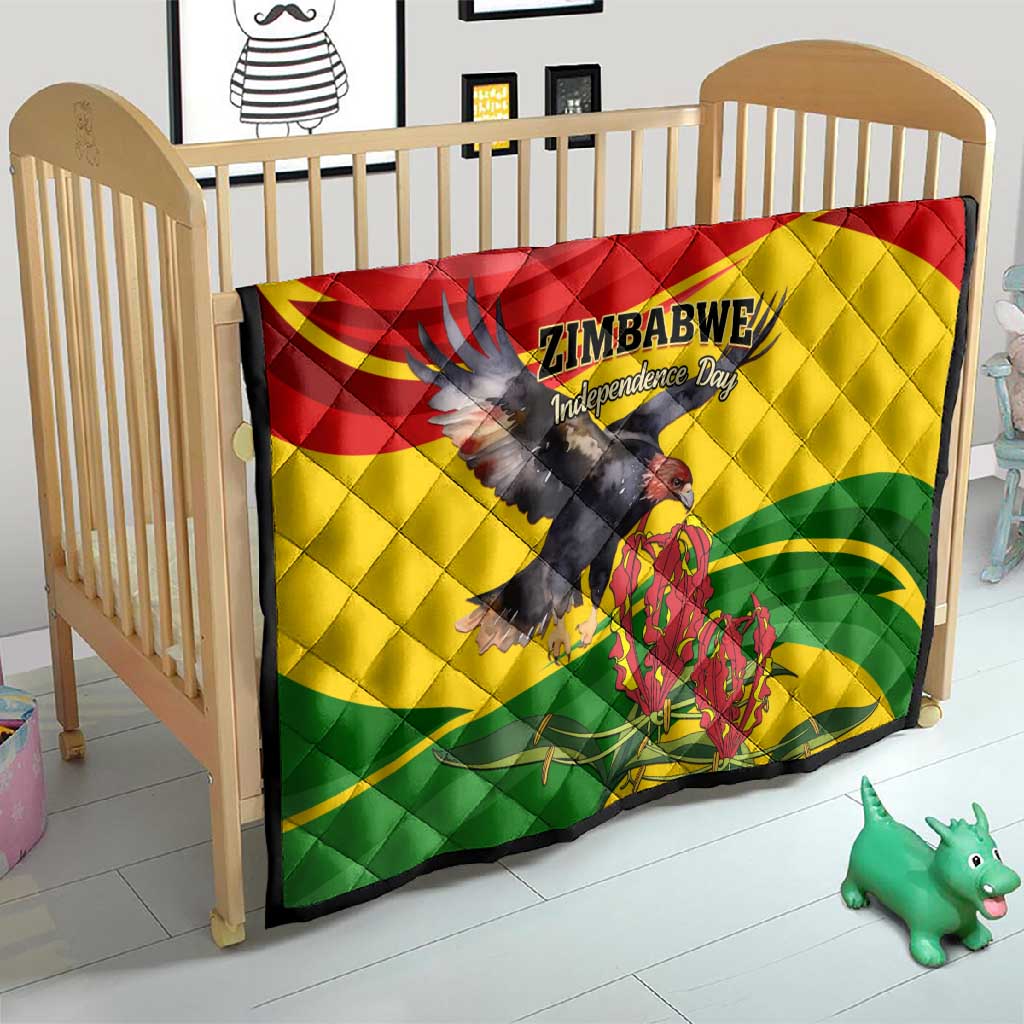 Zimbabwe Independence Day Quilt Featuring Chapungu Bird and Flame Lily LT01