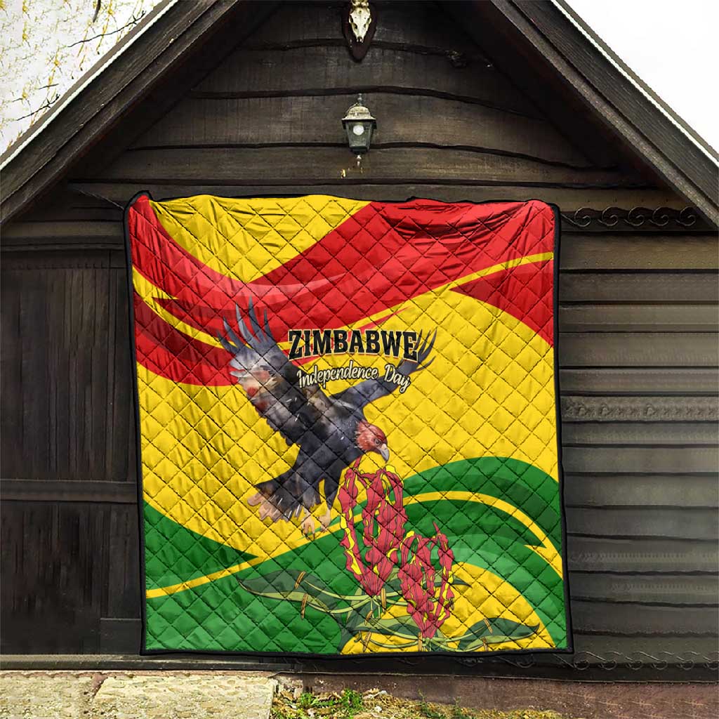 Zimbabwe Independence Day Quilt Featuring Chapungu Bird and Flame Lily LT01