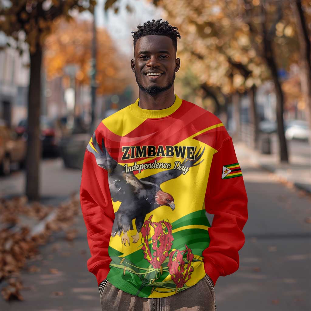 Zimbabwe Independence Day Sweatshirt Featuring Chapungu Bird and Flame Lily LT01
