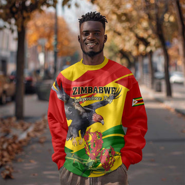 Zimbabwe Independence Day Sweatshirt Featuring Chapungu Bird and Flame Lily LT01