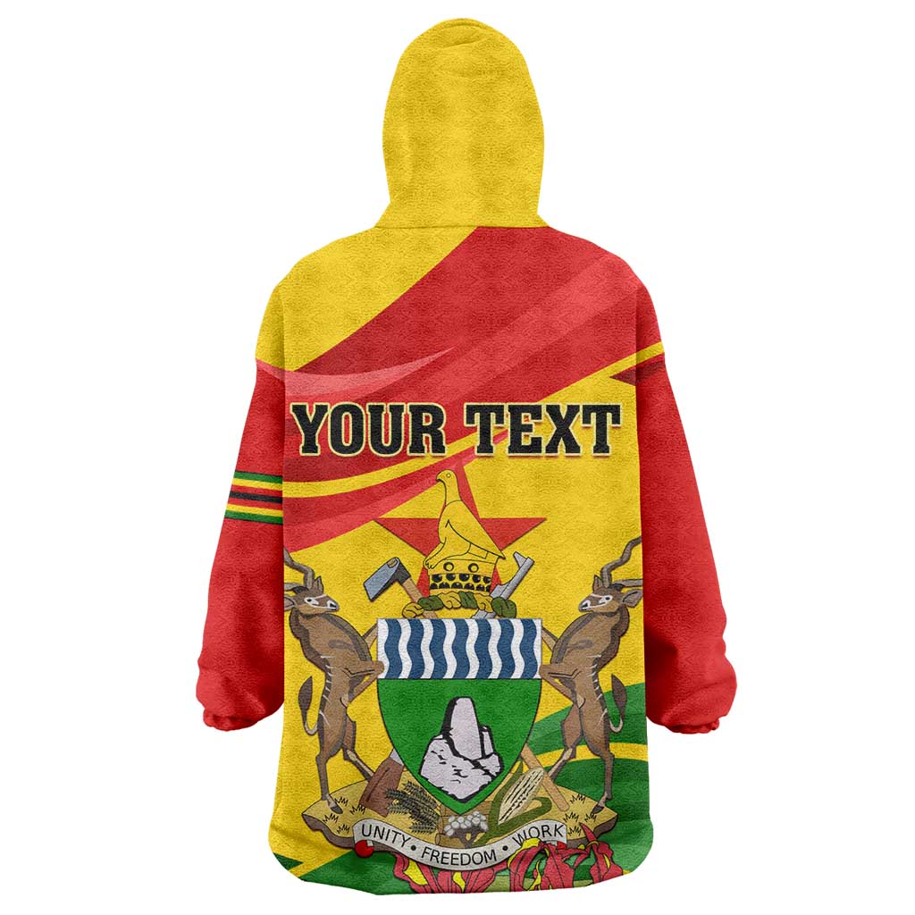Zimbabwe Independence Day Wearable Blanket Hoodie Featuring Chapungu Bird and Flame Lily LT01