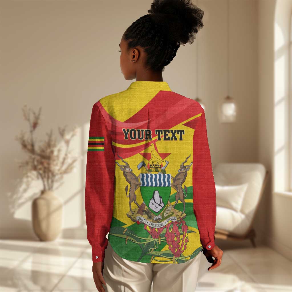 Zimbabwe Independence Day Women Casual Shirt Featuring Chapungu Bird and Flame Lily LT01