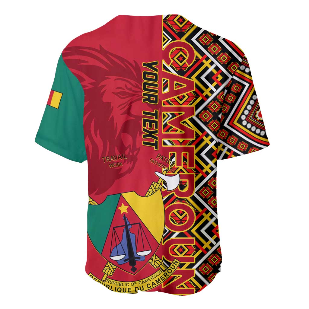 Cameroon National Day Baseball Jersey Cameroun Coat Of Arms Ankara Pattern LT01