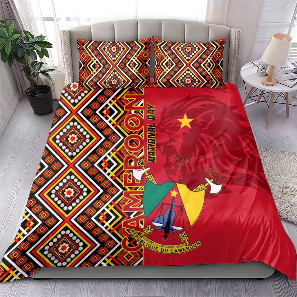 Cameroon National Day Bedding Set Cameroun Coat Of Arms Ankara Pattern LT01