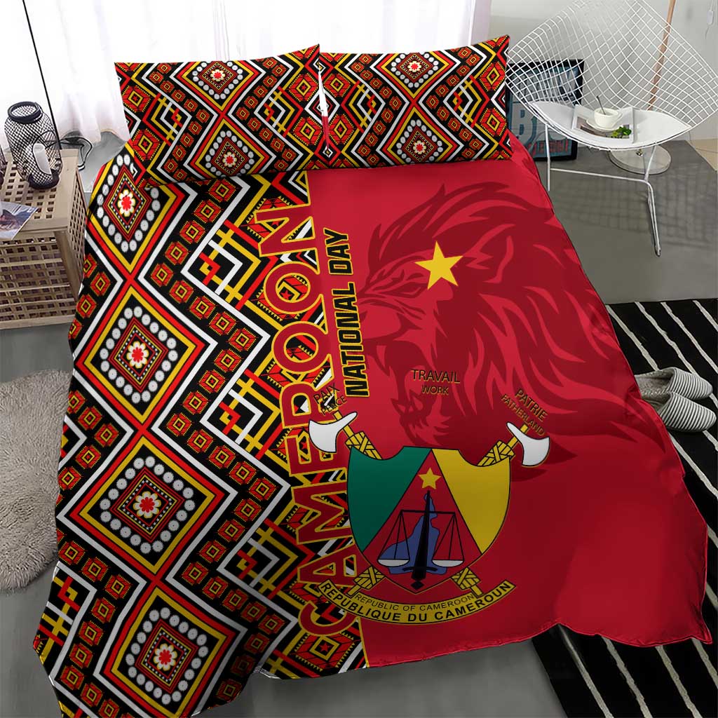 Cameroon National Day Bedding Set Cameroun Coat Of Arms Ankara Pattern LT01