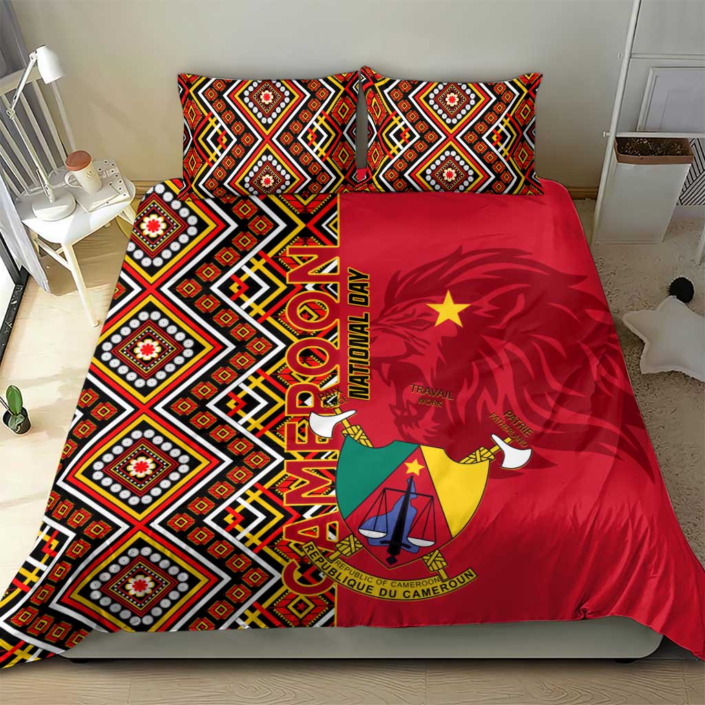 Cameroon National Day Bedding Set Cameroun Coat Of Arms Ankara Pattern LT01