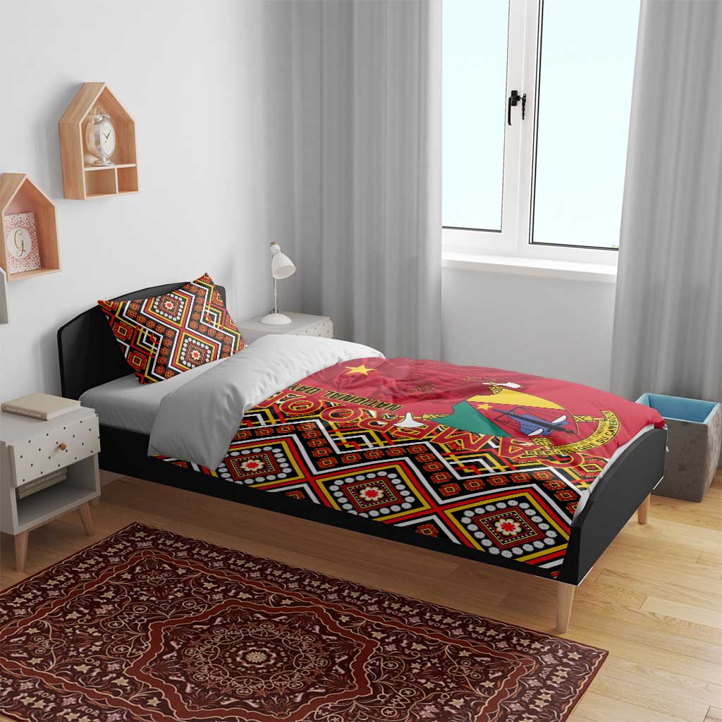 Cameroon National Day Bedding Set Cameroun Coat Of Arms Ankara Pattern LT01