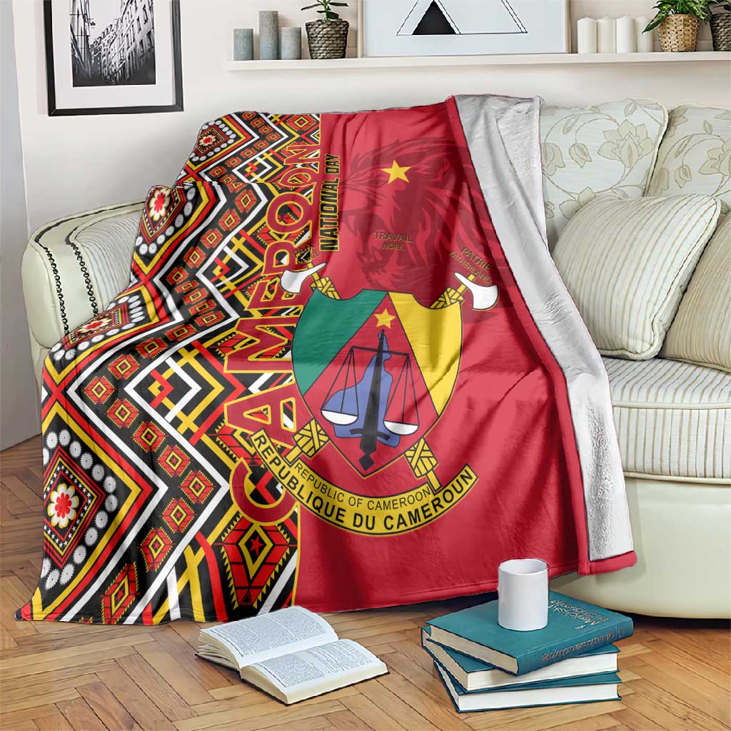 Cameroon National Day Blanket Cameroun Coat Of Arms Ankara Pattern LT01