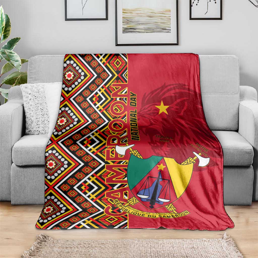 Cameroon National Day Blanket Cameroun Coat Of Arms Ankara Pattern LT01