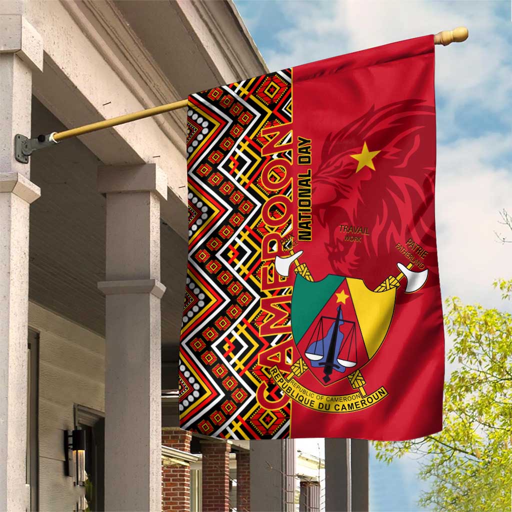 Cameroon National Day Garden Flag Cameroun Coat Of Arms Ankara Pattern LT01