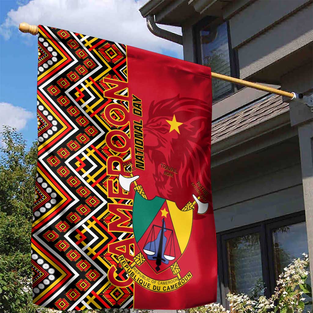 Cameroon National Day Garden Flag Cameroun Coat Of Arms Ankara Pattern LT01