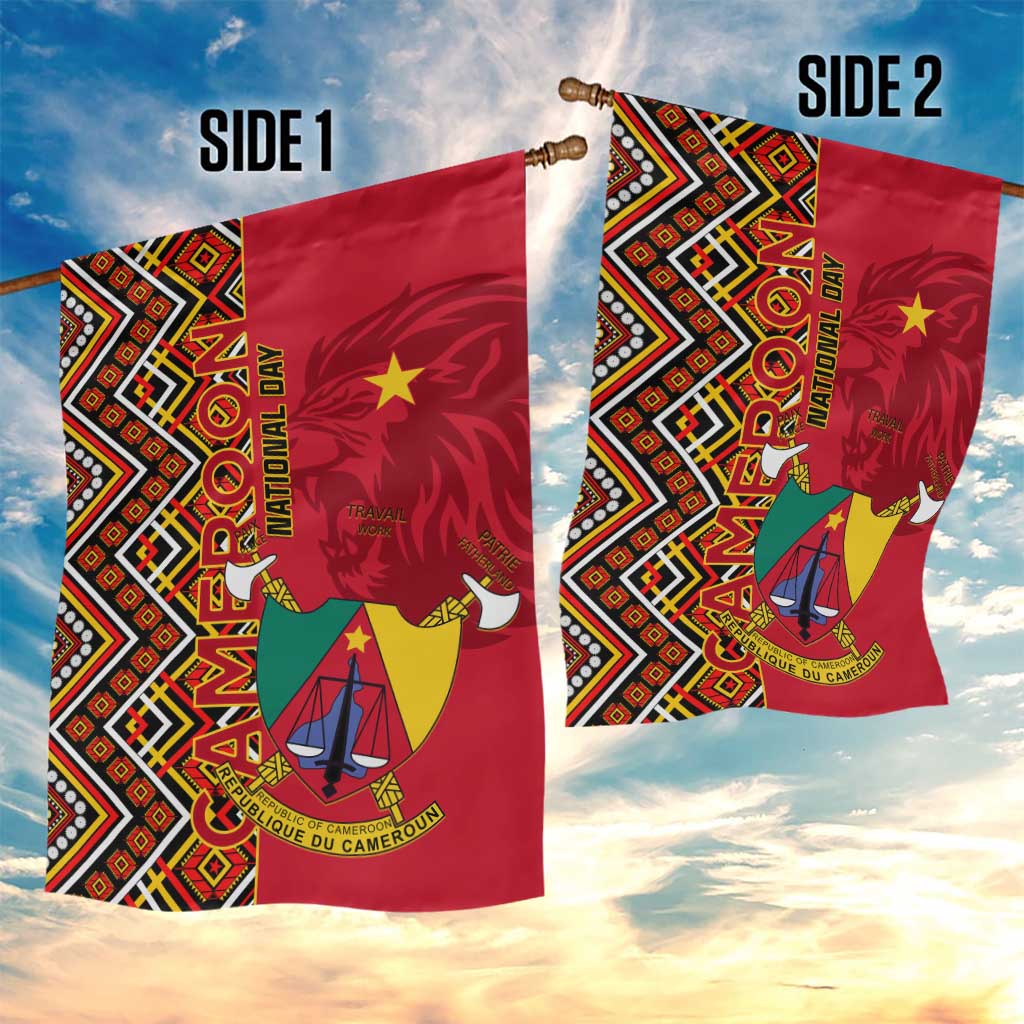 Cameroon National Day Garden Flag Cameroun Coat Of Arms Ankara Pattern LT01