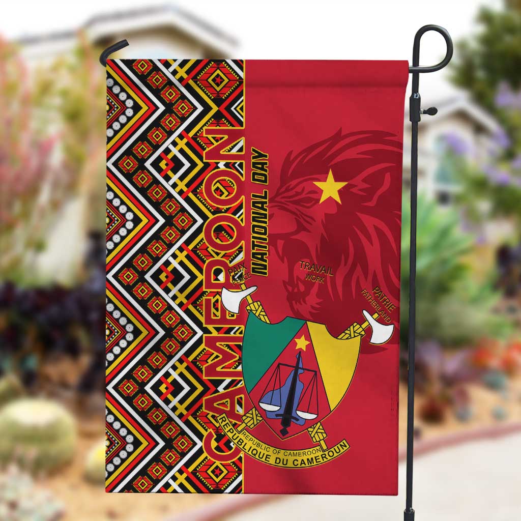 Cameroon National Day Garden Flag Cameroun Coat Of Arms Ankara Pattern LT01