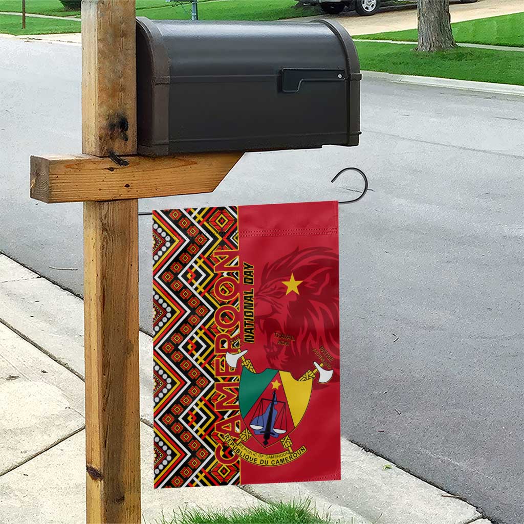 Cameroon National Day Garden Flag Cameroun Coat Of Arms Ankara Pattern LT01