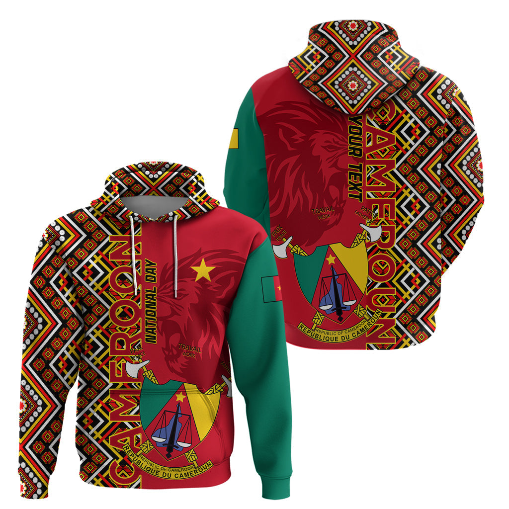 Cameroon National Day Hoodie Cameroun Coat Of Arms Ankara Pattern LT01