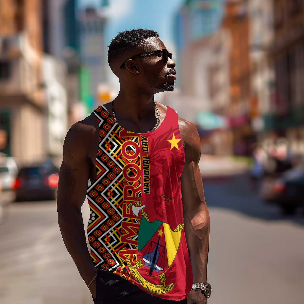 Cameroon National Day Men Tank Top Cameroun Coat Of Arms Ankara Pattern LT01