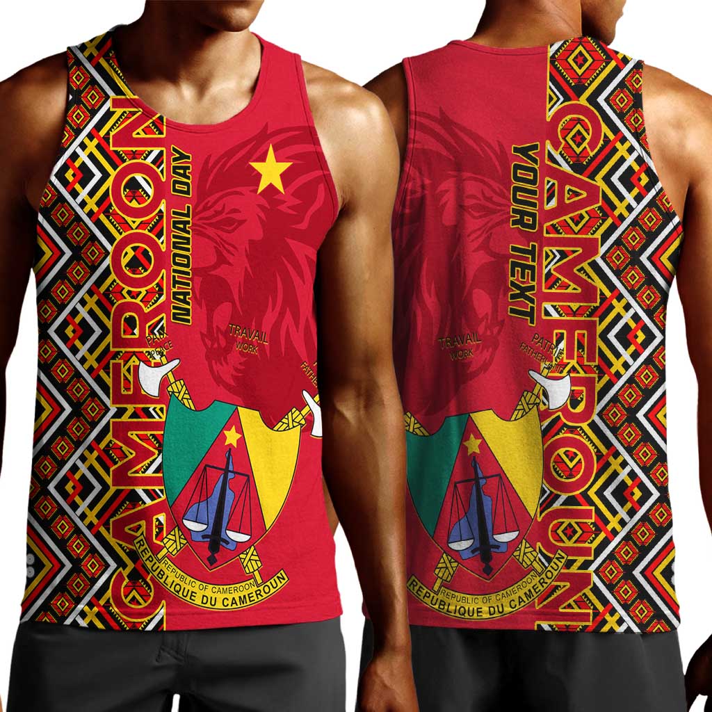 Cameroon National Day Men Tank Top Cameroun Coat Of Arms Ankara Pattern LT01