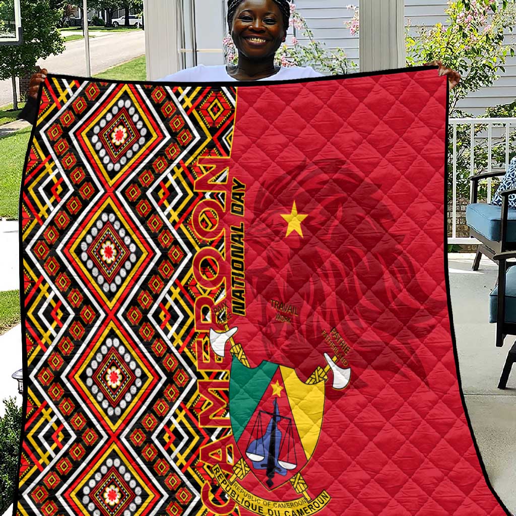 Cameroon National Day Quilt Cameroun Coat Of Arms Ankara Pattern LT01