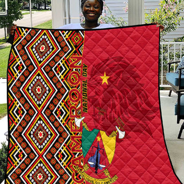 Cameroon National Day Quilt Cameroun Coat Of Arms Ankara Pattern LT01