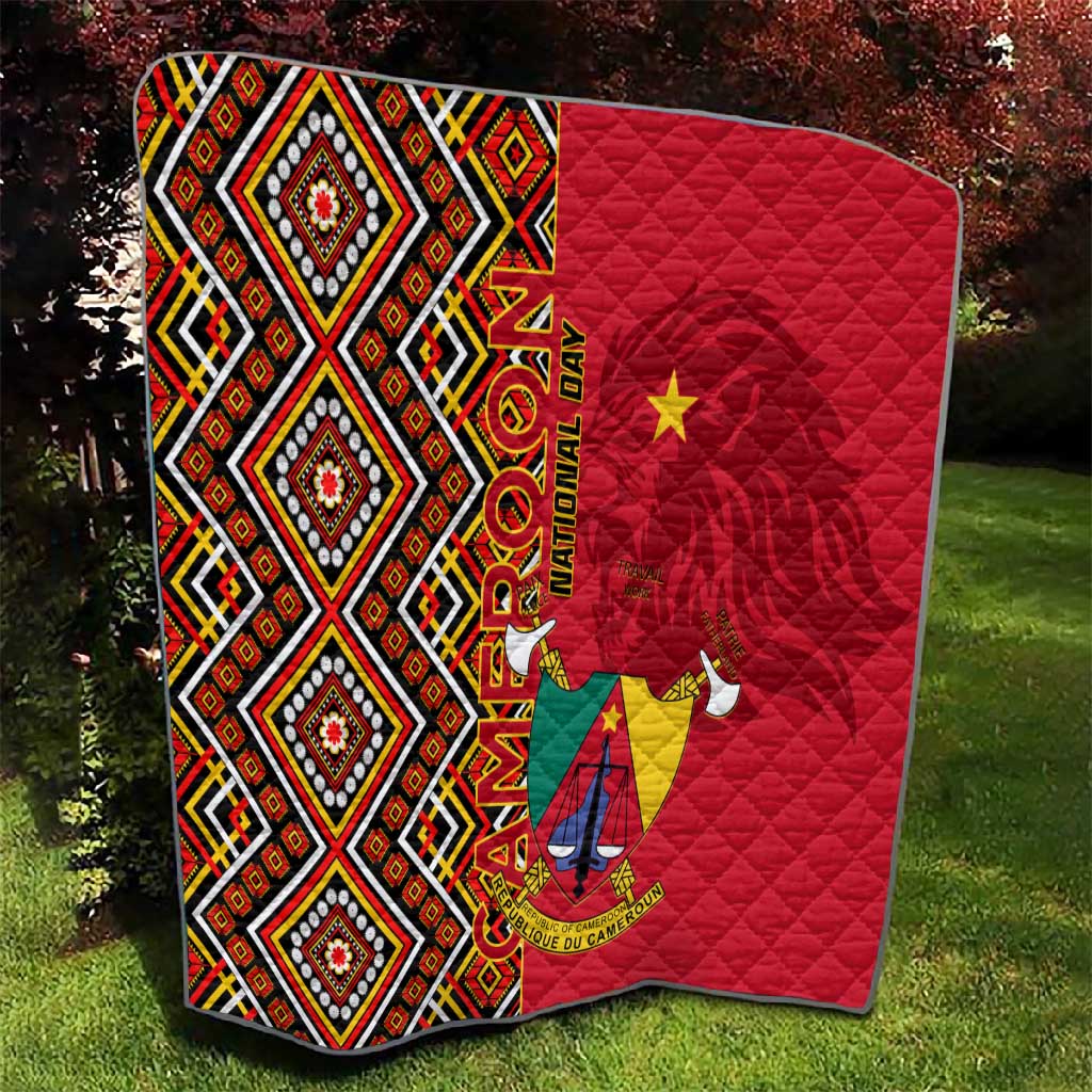 Cameroon National Day Quilt Cameroun Coat Of Arms Ankara Pattern LT01