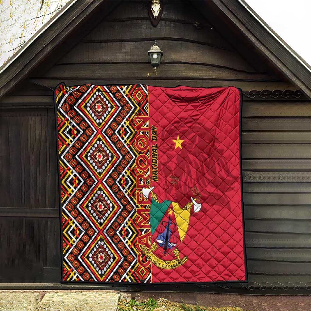Cameroon National Day Quilt Cameroun Coat Of Arms Ankara Pattern LT01