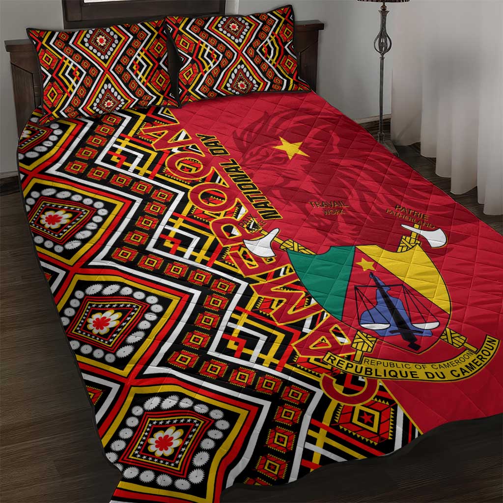 Cameroon National Day Quilt Bed Set Cameroun Coat Of Arms Ankara Pattern LT01