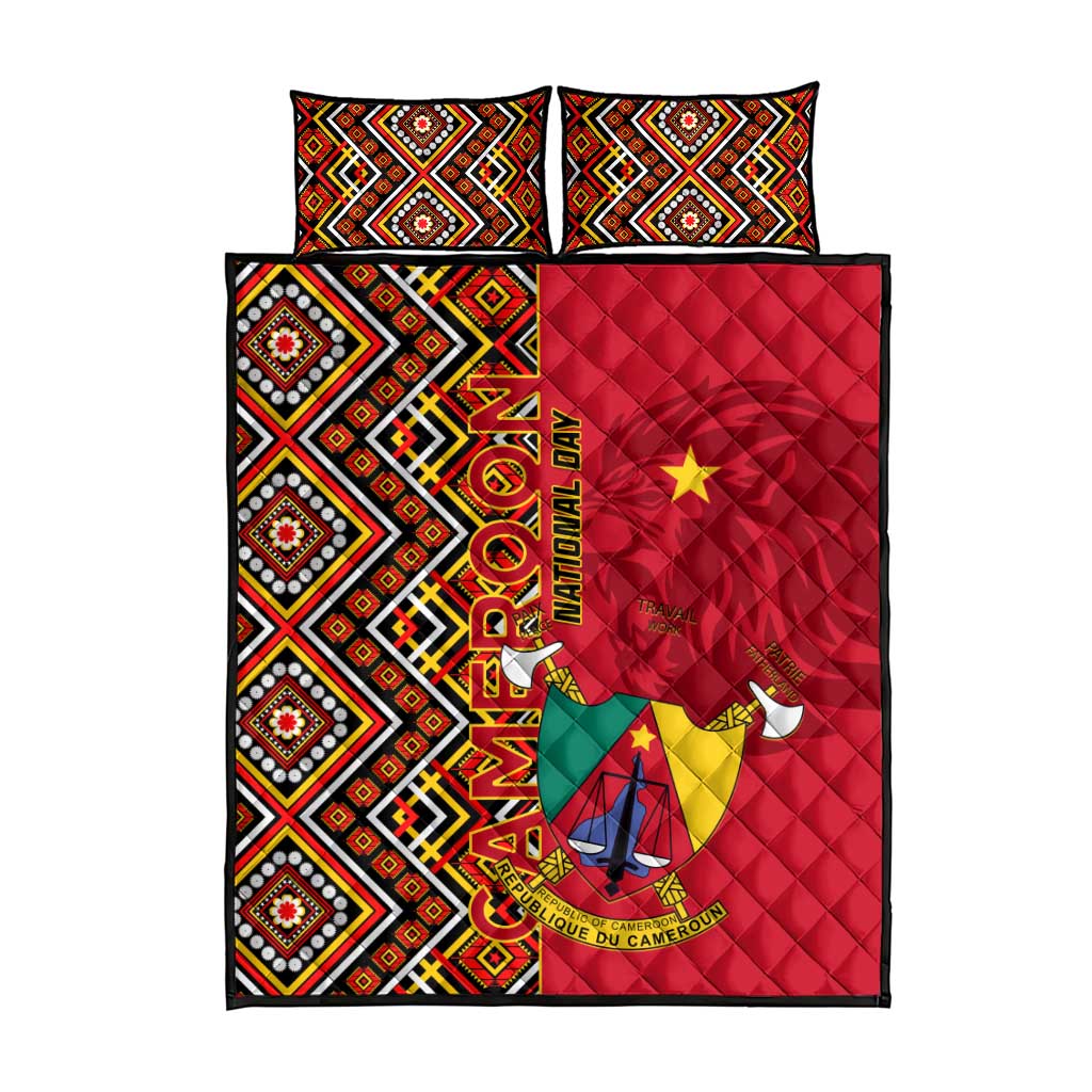 Cameroon National Day Quilt Bed Set Cameroun Coat Of Arms Ankara Pattern LT01
