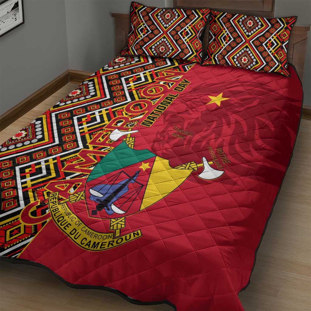 Cameroon National Day Quilt Bed Set Cameroun Coat Of Arms Ankara Pattern LT01