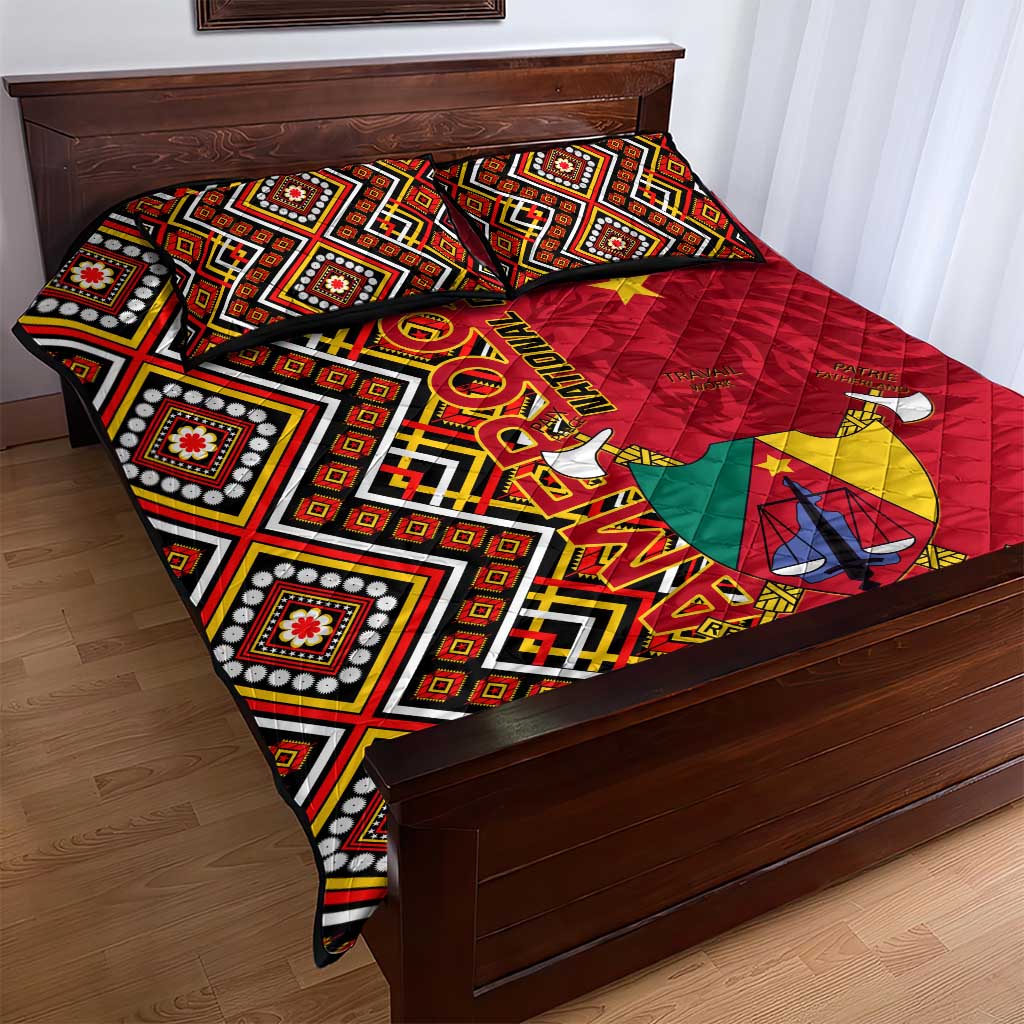 Cameroon National Day Quilt Bed Set Cameroun Coat Of Arms Ankara Pattern LT01